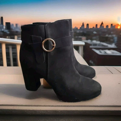 BOTINES LAUREN CONRAD 9,5 M TACÓN ALTO Mujer AVANT Negro Negro Gamuza Nuevos Foto 1 de 4