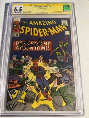 AMAZING SPIDER-MAN #27 8/65 CGC 6.5 OW/W SS STAN LEE GREEN GOBLIN APPEARANCE - Image 1 of 4