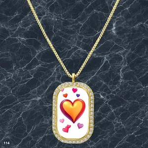 New Colorful Hearts Pendant Necklace Graphic Design Unique Gold Tone Pure - Picture 1 of 4