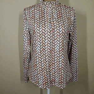 San Soleil Brown Women M UPF 50 Cooling 1/4 Zip Pullover Golf Tennis AOP - Picture 1 of 10