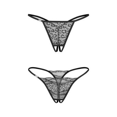 Obsessive – Bianca 2er-Pack Offen-Schritt String – Schwarz - Bild 1 von 4