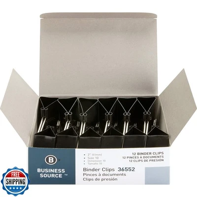 Clips de carpeta plegables Business Source, negros, grandes (paquete de 12) Foto 1 de 4