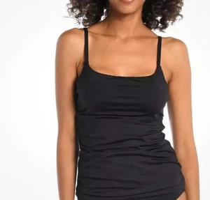 Traje de baño con aros La Blanca talla 10 Tankini Island Goddess negro UPF 50+ nuevo - Imagen 1 de 4