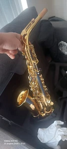 gold colored saxophone...was hardly used..great sound. the whole set. - Picture 1 of 9