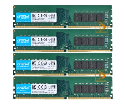 32GB 4X Crucial 8GB PC4-2400T DDR4 2400MHz 288Pin UDIMM Desktop Memory RAM - Image 1 of 4