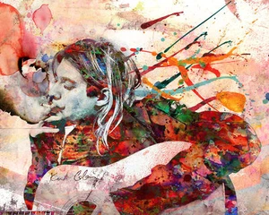 Kurt Cobain Art Print, Cobain Canvas, Nirvana Poster - Picture 1 of 8