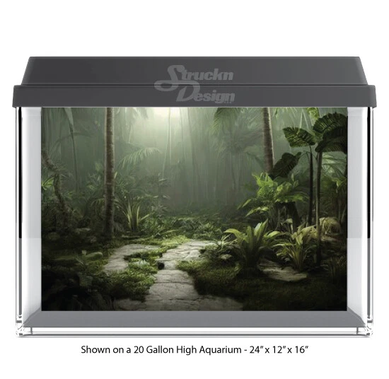 Camino brumoso árboles verdes poliéster pecera telón de fondo de vidrio fondo de acuario Foto 1 de 1