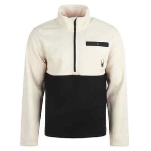 Pullover uomo Spyder foderato in pile nuovo con etichette taglia M Moonbeam e nero (prezzo al pubblico $129) - Foto 1 di 3