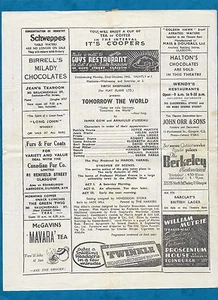 1945 PROGRAMME KING'S THEATRE GLASGOW "TOMORROW THE WORLD" - Picture 1 of 3