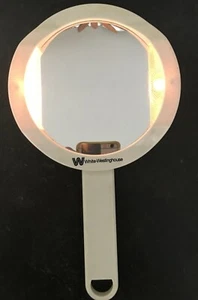 Vintage Schminkspiegel White-Westinghouse beleuchtete Vergrößerung tragbar oval weiß - Bild 1 von 6