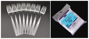 500x Clear Plastic Forks Cutlery Heavy Duty Reusable Tableware Catering Picnic - Picture 1 of 3