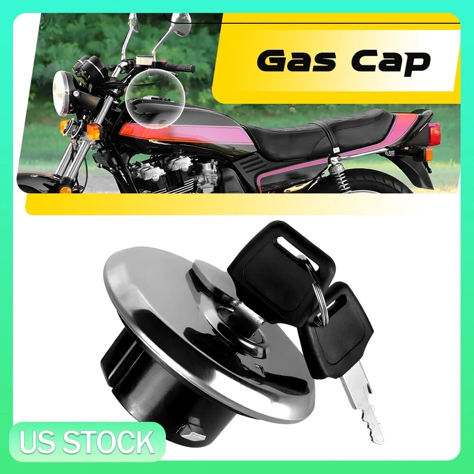 Universal Silver Motorcycle Fuel Gas Tank Cap Lock Cover Aluminum with 2 Keys - Image 1 of 4