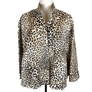 Spiegel Animal Print Silk Cape Poncho Jacket Size 10 Chic Retro Classic - Picture 1 of 7