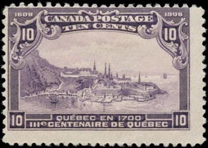 Canada Mint H F 10c Scott #101 1908 Quebec Tercentenary Issue Stamp - Imagen 1 de 2