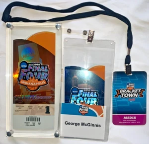 2010 NCAA FINALS DUKE BUTLER Full + Semis Tickets & George McGinnis MEDIA PASS - Picture 1 of 8