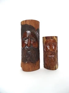 Hand Carved Wooden Green Man Logs - Picture 1 of 10