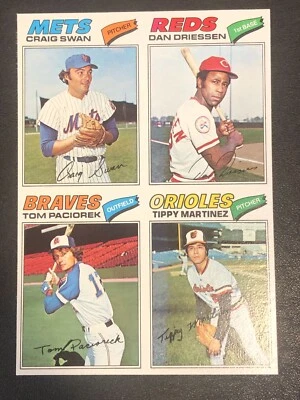 1977 Topps Baseball RARE!! Trading Card Uncut 4 Card Panel Sheet - Image 1 of 2
