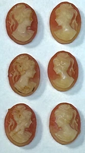 24 camafeos vintage orientados a izquierda y derecha marfil sobre resina coral 8 mm x 6 mm LOTE NUEVO - Imagen 1 de 2
