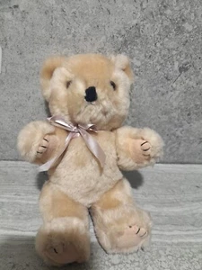 Vintage Claire Burke Jointed Plush Teddy Bear 8" with Original Bow - Picture 1 of 4