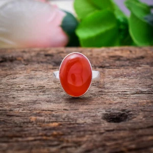 Maravilloso Rojo Coral Gema 925 Plata de Ley Hecho a Mano Anillo Pulgar Joyería - Imagen 1 de 5