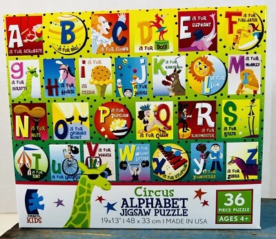 Rompecabezas Ceaco Kids Circus Alphabet 36 piezas 19"x13" edad 4+ #1633-2 ¡Colorido! Foto 1 de 4