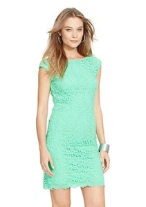 RALPH LAUREN Crochet Lace green dress 0P Petite - Picture 1 of 5