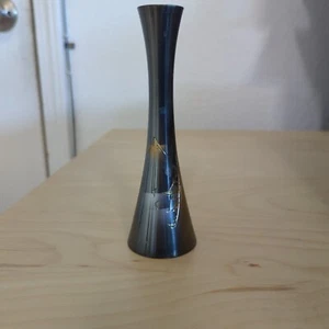 Vintage Japanese Miniature Vase Metal Etched Mount Fuji Scene. - Picture 1 of 6