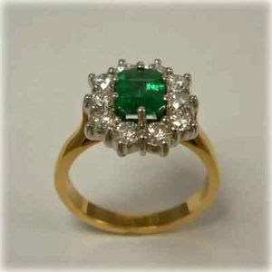 2CT Emerald Cut Lab Created Green Emerald Engagement Ring 14K Yellow Gold Finish - Picture 1 of 4