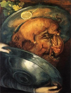 Huge Oil Giuseppe Arcimboldo - The Cook abstract male portrait free shipping 36" - Picture 1 of 1