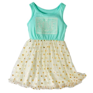 Colette Lilly Girls Tulle Box Shirt Dress Crochet Art and Foil Tulle Hearts Sz 4 - Picture 1 of 1