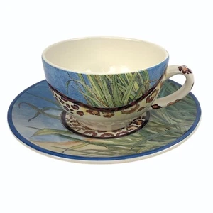 Juego de 3 tazas de té y platillos planos Gien France Savane estampado de leopardo selva disponibles - Imagen 1 de 15
