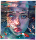 original painting 30 x 32 cm 65KrV art watercolor modern woman underwater