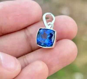 Certified 20 Ct+ Natural Blue Sapphire Cushion Cut 925 Silver Pendant Gemstone - Picture 1 of 5