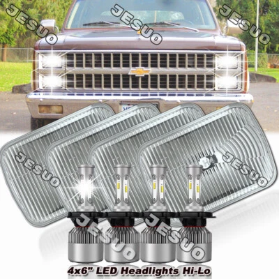 4PC 4x6" Inch LED Headlight For Chevrolet V10 V20 V30 R10 R20 Suburban 1987 1988 Foto 1 de 4