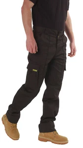 SITE KING Mens Cargo Combat Work Trousers Size 28 to 56 - BLACK NAVY KHAKI PANTS - Picture 1 of 16