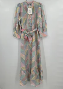 Antik Batik Caroline Long Dress size M 40 Maxi Shirt Dress Belted 100% Cotton - Picture 1 of 13