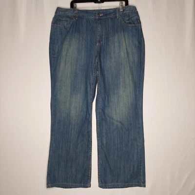 Liz Claiborne Bootcut Jeans Women 22W Blue Pocket Button Elastic Waist Stretch - Image 1 of 4