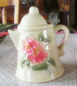 VINTAGE ALTER KERAMIK SAHNEKÄNNCHEN SAHNEKÄNNCHEN TEEKANNE 5,25" HOCH MIT GEPRÄGTEN BLUMEN - Bild 1 von 3