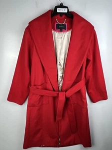 J. Crew Wool Blend Belted Wrap Hooded Cardigan Jacket Large Mario Bellucci Red - Picture 1 of 14