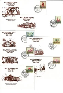 Stamps Australian set 7 overprinted flower pse Millmerran Centenary & postmark - Picture 1 of 1