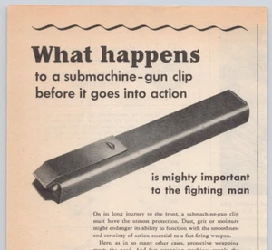 Package Machinery Co Submachine Gun Clip WWII Springfield MA Print Ad 1944 - Picture 1 of 6