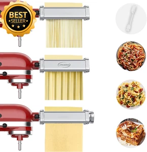 Pasta Attachment for KitchenAid Mixer Spaghetti Fettuccine Roller 3Pcs Stainless - Picture 1 of 12