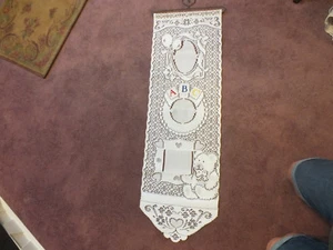Beautiful Heritage Lace Wall Hanging White ABC Heart Bear 36 x 12 + Hanger WOW - Picture 1 of 4