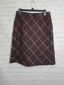 Y2k LL Bean Rock Gr. 8 rosa braun kariert Wollmischung Retro Schule Vorbereitung Akademie - Bild 1 von 8