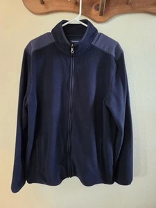 Croft & Barrow Navy Blue Full Zip Fleece Jacket Men’s Size L Large Roomy EUC - Picture 1 of 14