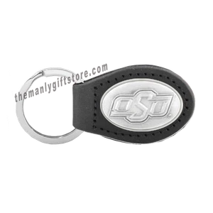 NCAA Oklahoma State Cowboys OSU Zep-Pro Leather Concho Key Fob black keychain - Picture 1 of 1