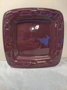 Longaberger Keramik gewebt Traditionen weich quadratisch Mittagessen Teller - Aubergine - Neu im Karton - Bild 1 von 15