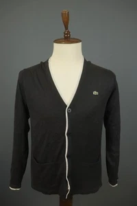 Cárdigan Lacoste Negro Algodón Cuello en V Calce Regular Manga Larga Botón Frontal Talla 4 - Imagen 1 de 13