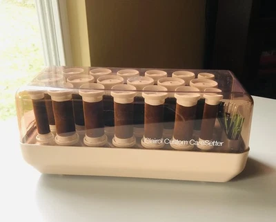 Vintage Clairol Custom Caresetter Hot Rollers Flocked Curlers wClips Tested - Image 1 of 4