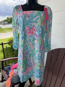 Lilly Pulitzer Bailey Dress 3/4 Sleeve Multi Coral Bay Print Women's Small NWT!! - Picture 1 of 14